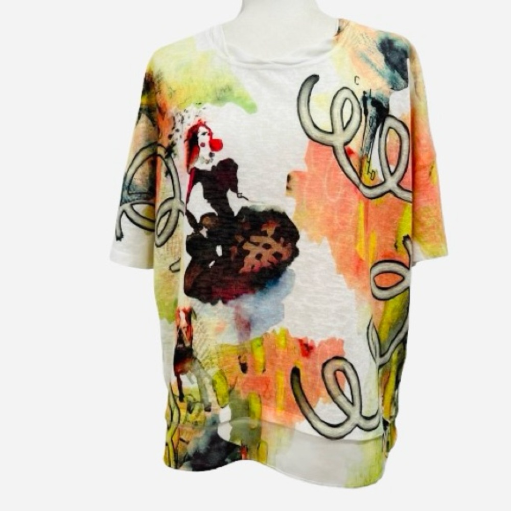 Artistic Graphic Tee with Multicolor Design